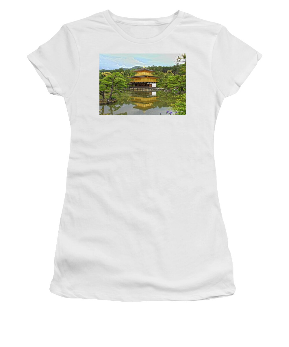 Golden Pavilion Women's T-Shirt featuring the photograph Golden Pavilion - Kyoto, Japan by Richard Krebs