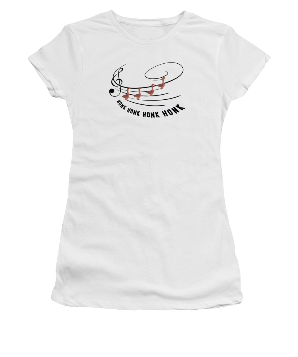 Goose Women's T-Shirt featuring the digital art Goose Music Bird Musician Goose Lover by Toms Tee Store