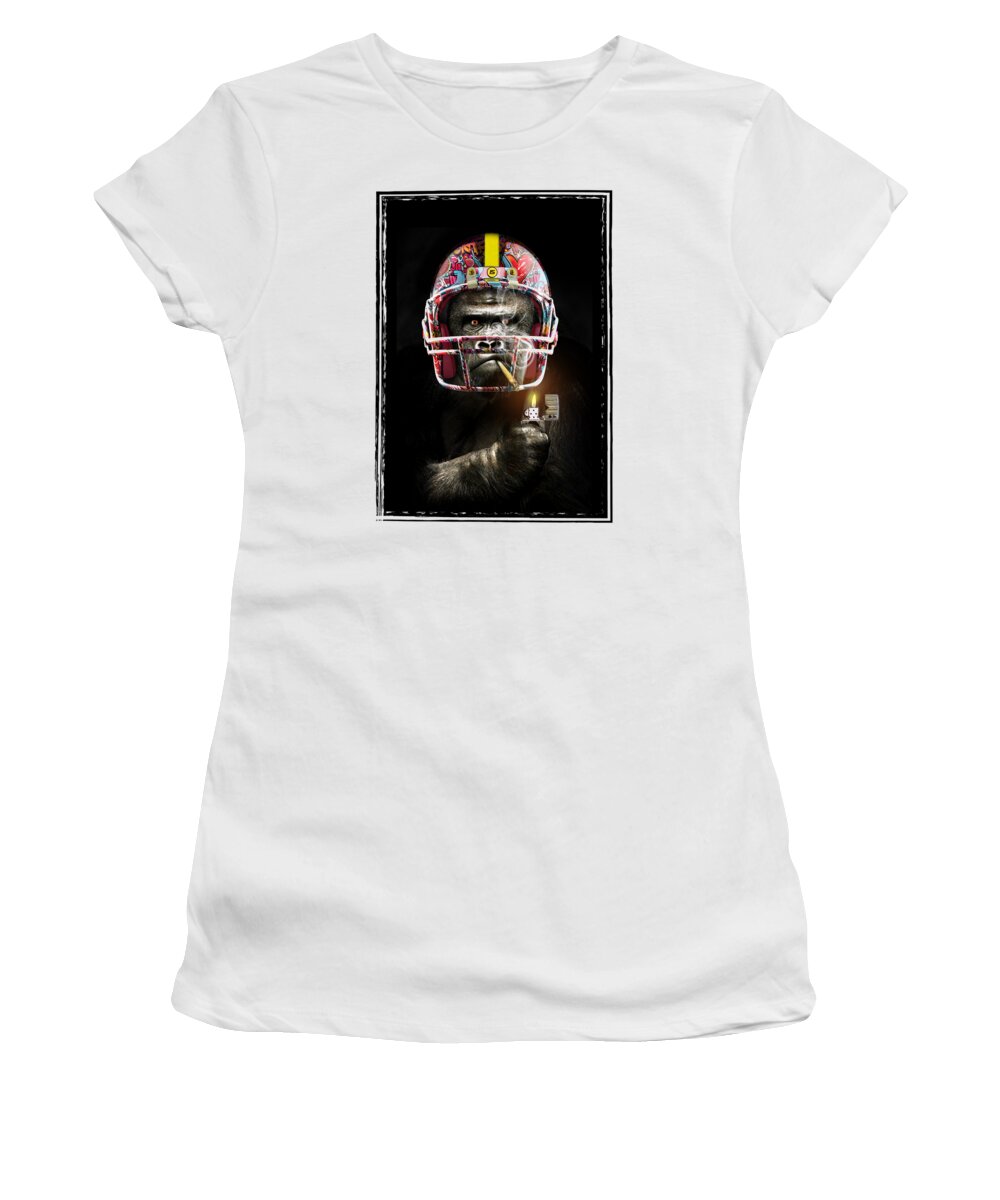 Gorilla Women's T-Shirt featuring the digital art Gorilla Funny Art by Mark Ashkenazi