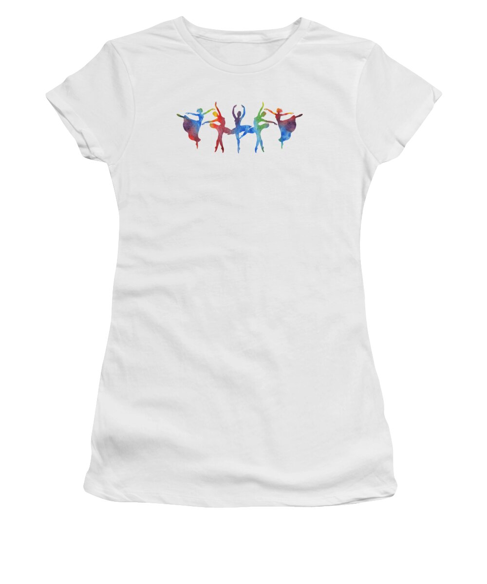 Ballerina Women's T-Shirt featuring the painting Graceful Ballerina Silhouette by Irina Sztukowski