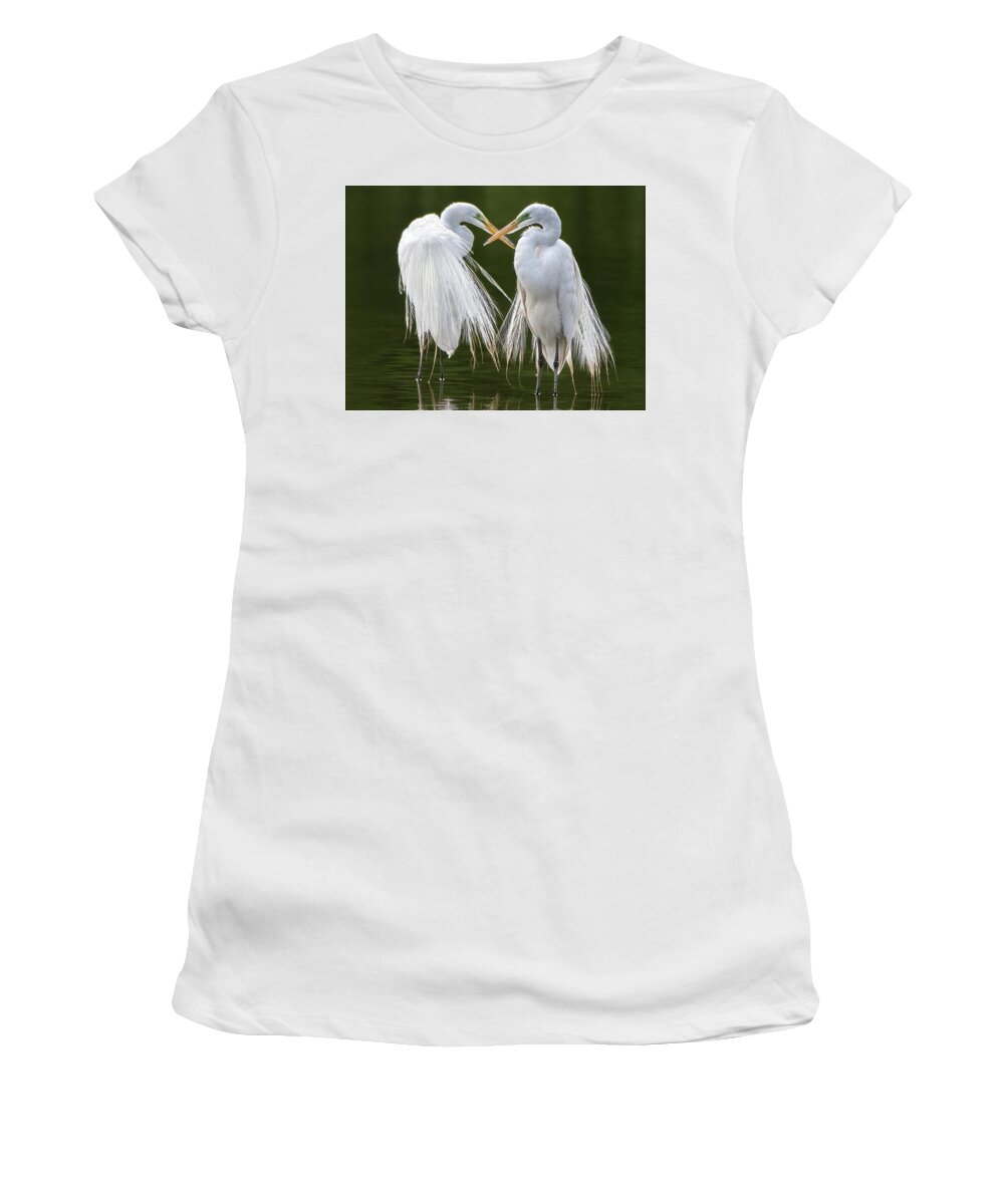 Great Egrets Women's T-Shirt featuring the photograph Great Egrets 8762-061922-3 by Tam Ryan