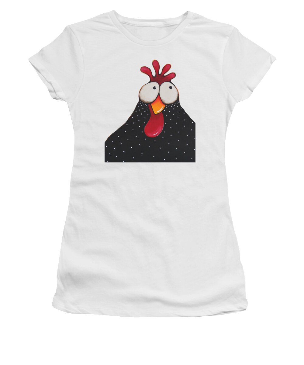 Chicken Women's T-Shirt featuring the painting Groovy Chicken by Lucia Stewart