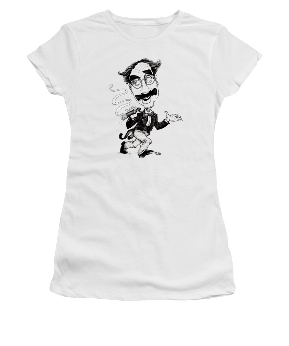 Caricature Women's T-Shirt featuring the drawing Groucho Marx by Mike Scott