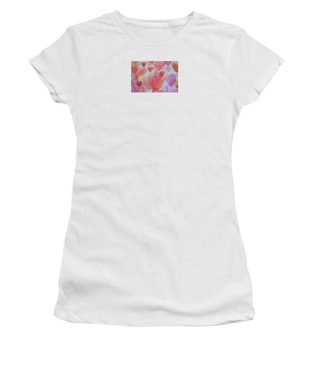 Love Women's T-Shirt featuring the painting Happy Hearts 2 by Stella Levi