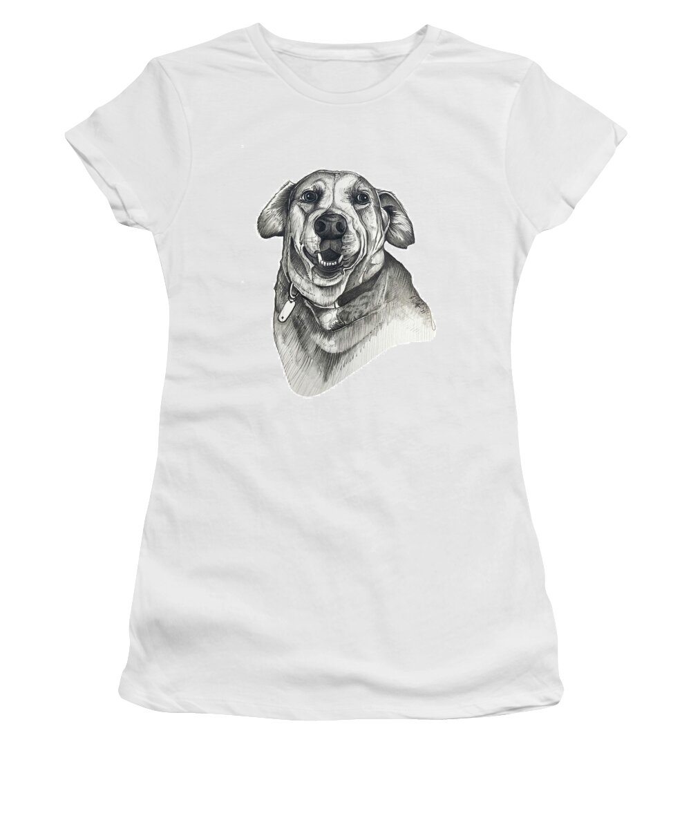 Labrador Women's T-Shirt featuring the drawing Happy Labrador by Creative Spirit