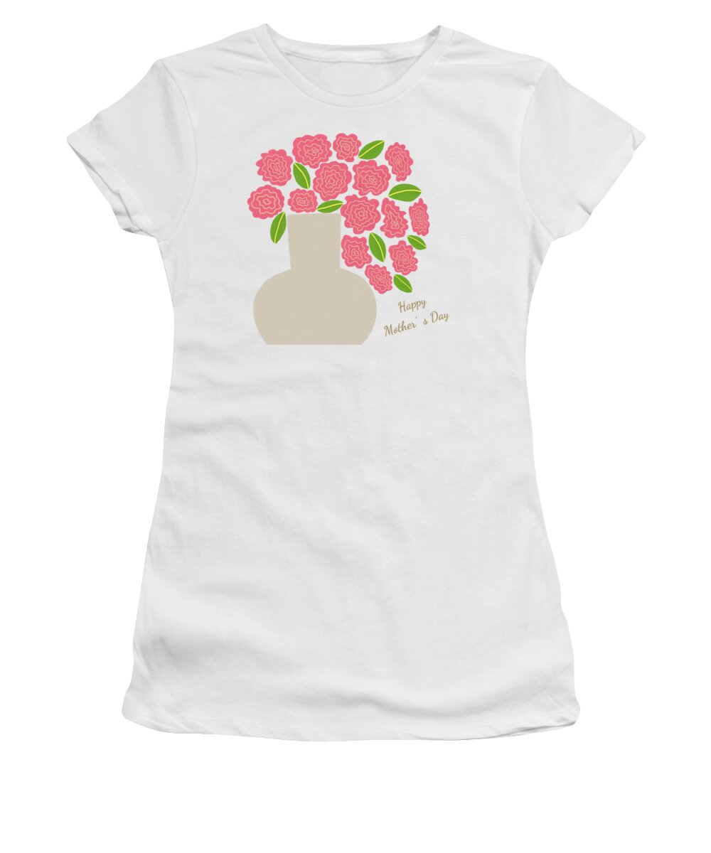 Carnations Women's T-Shirt featuring the drawing Happy Mother's Day by Min Fen Zhu