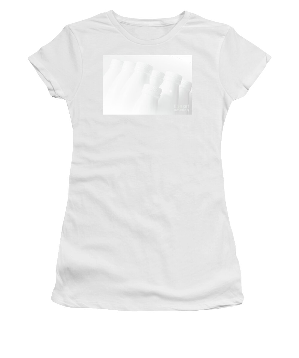 White Women's T-Shirt featuring the photograph White Trash - recycled bottles artwork 0010 by Simon Bratt