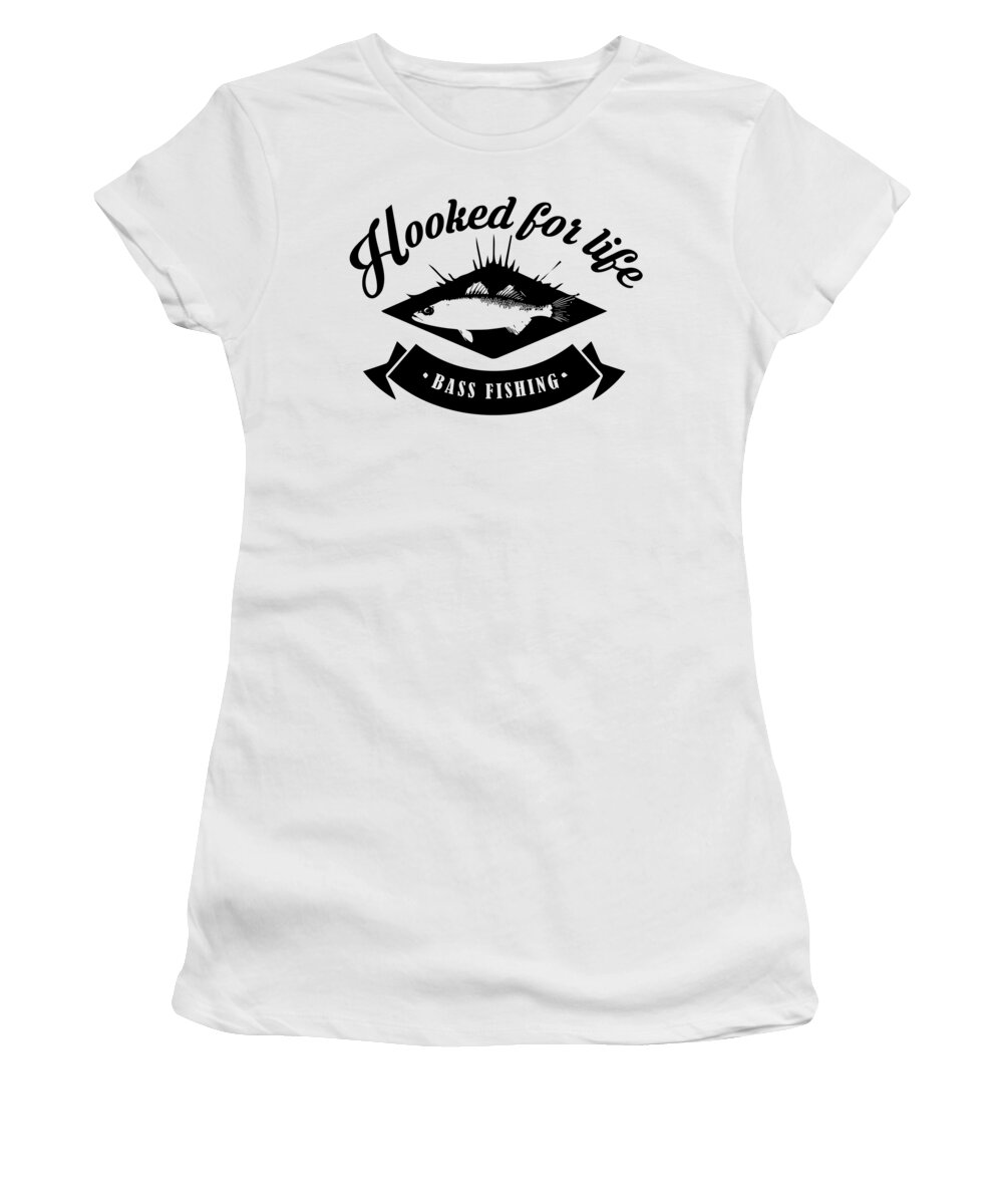 Fishing Lure Women's T-Shirt featuring the digital art Hooked for Life Bass Fishing Fisherman by Jacob Zelazny