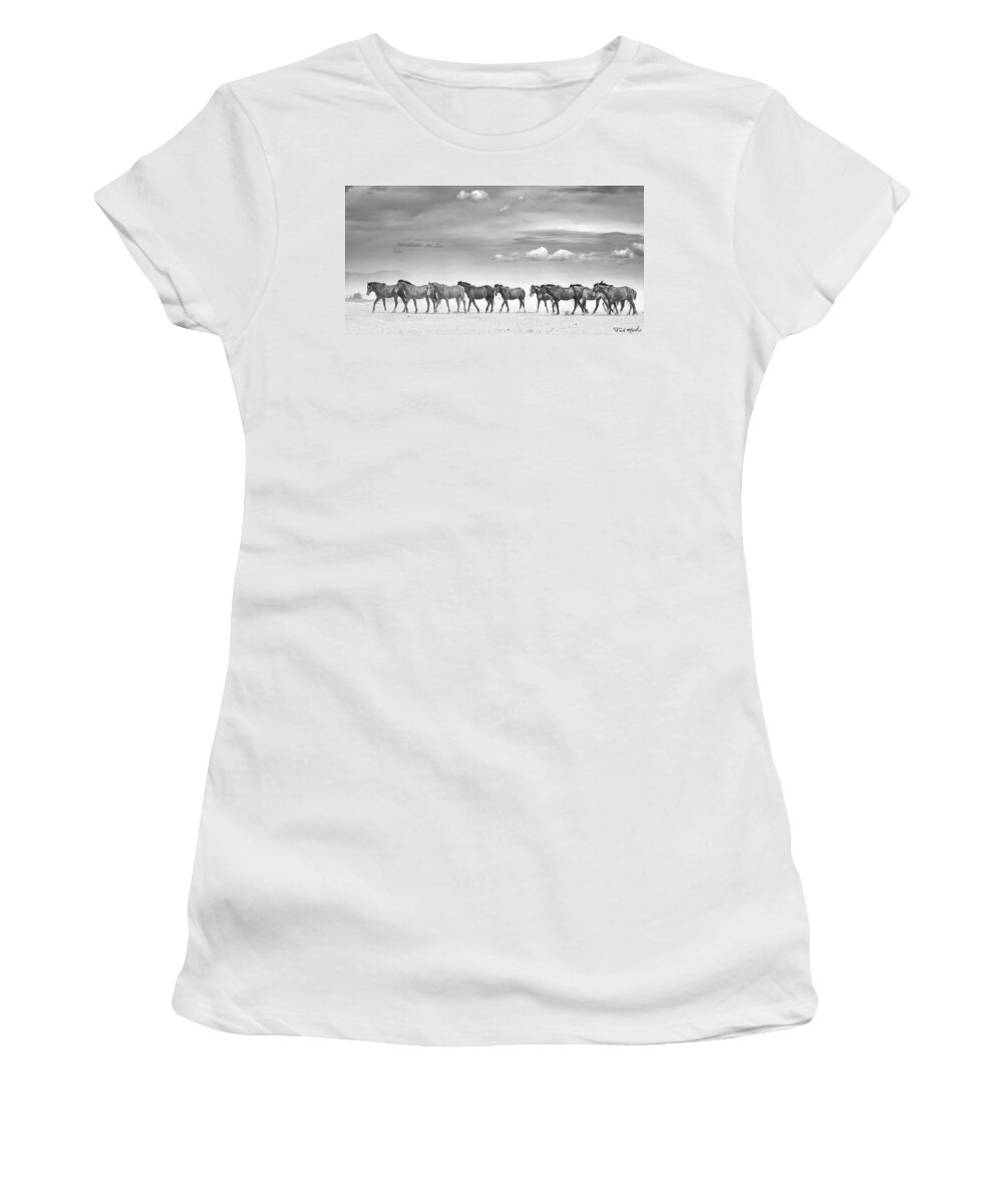 Stallion Women's T-Shirt featuring the photograph Horses in the High Desert. by Paul Martin