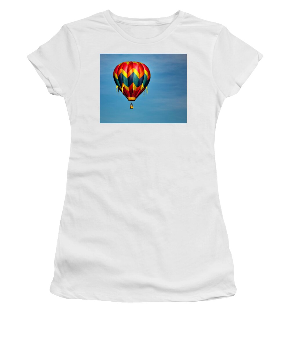 Hot Air Balloon Women's T-Shirt featuring the photograph Hot Air Balloon in Flight 4 by James Sage