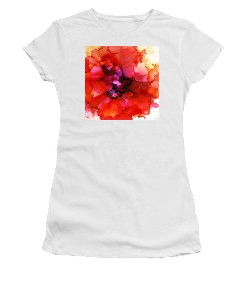 Hot Flamenco Women's T-Shirt featuring the painting Hot Flamenco by Daniela Easter