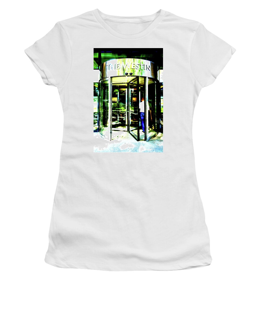 Hotel Women's T-Shirt featuring the photograph Hotel Entrance In Warsaw, Poland 3 by John Siest