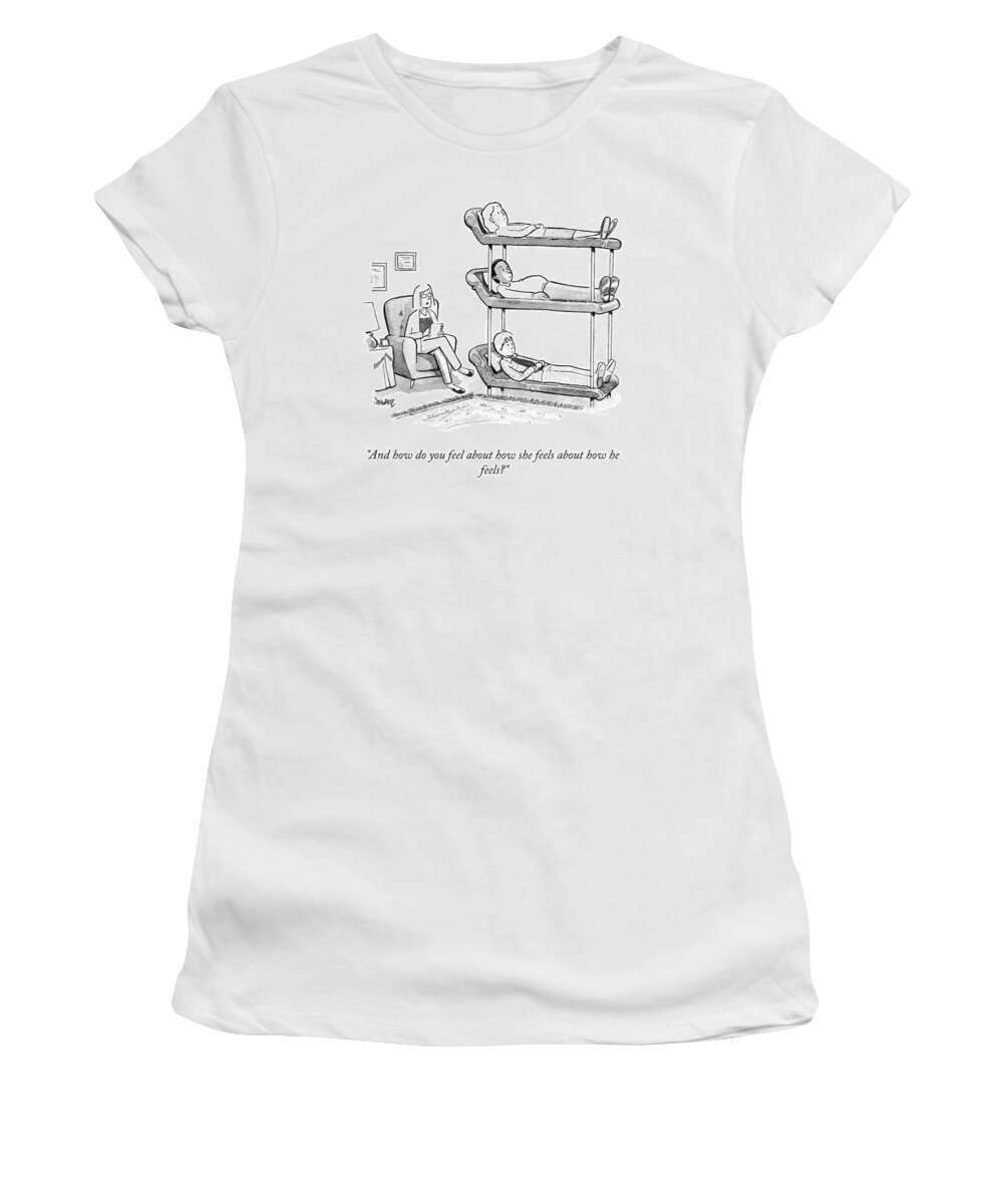 Cctk Women's T-Shirt featuring the drawing How Do You Feel? by Benjamin Schwartz