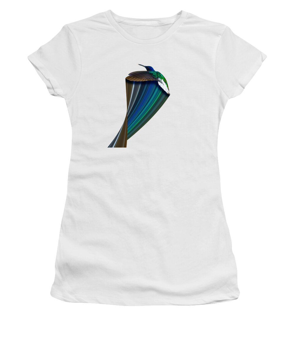 Exotic Women's T-Shirt featuring the digital art Hummingbird Pixel Stretch 2 by Pelo Blanco Photo