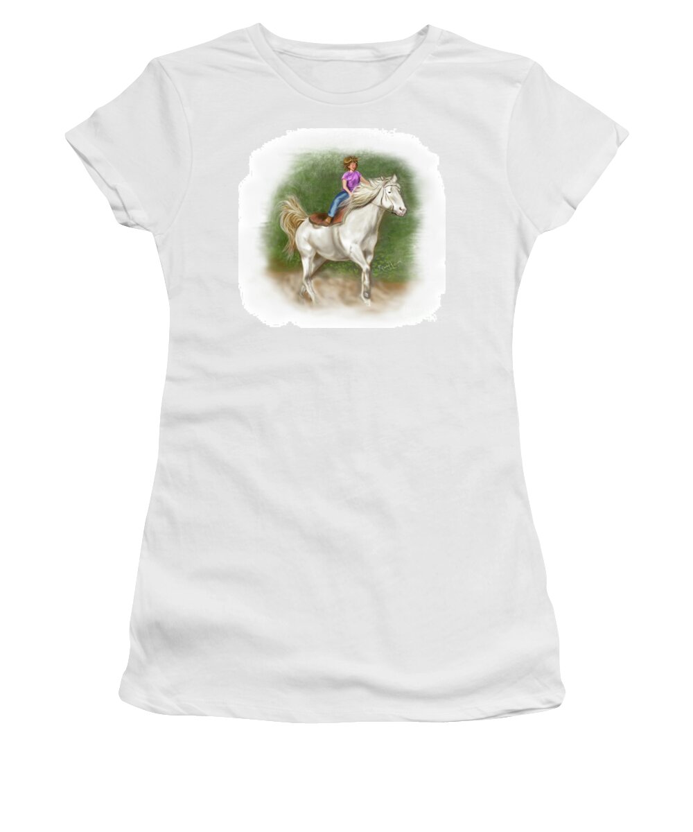 White Horse Women's T-Shirt featuring the painting I am riding high by Remy Francis