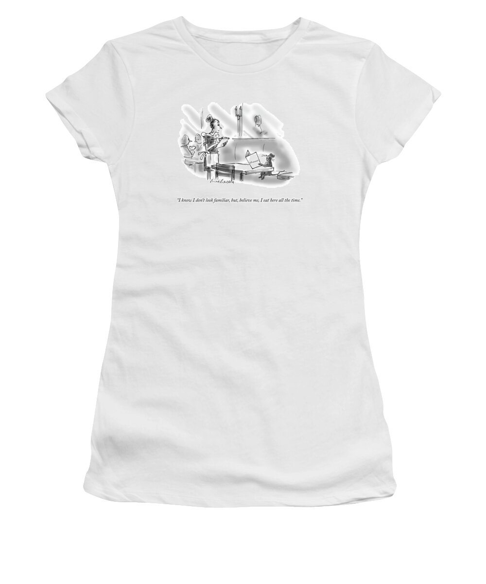 Cctk Women's T-Shirt featuring the drawing I Eat Here All The Time by Mort Gerberg