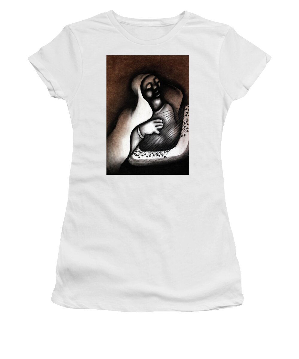 Moa Women's T-Shirt featuring the painting I Hear An Angel by David Mbele