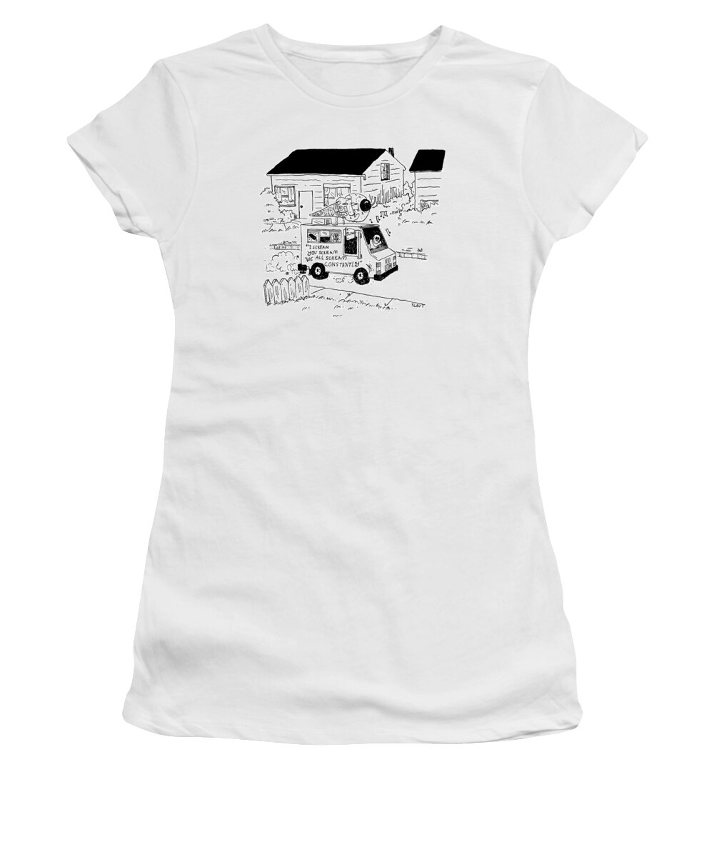 Captionless Women's T-Shirt featuring the drawing I Scream You Scream by Sara Lautman