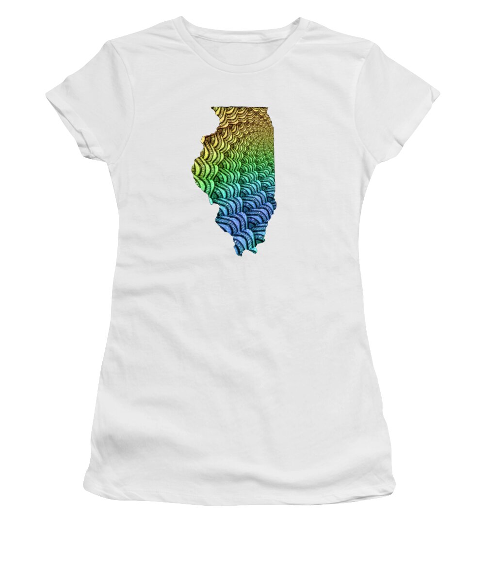 Illinois Women's T-Shirt featuring the digital art Illinois Silhouette by Eileen Backman