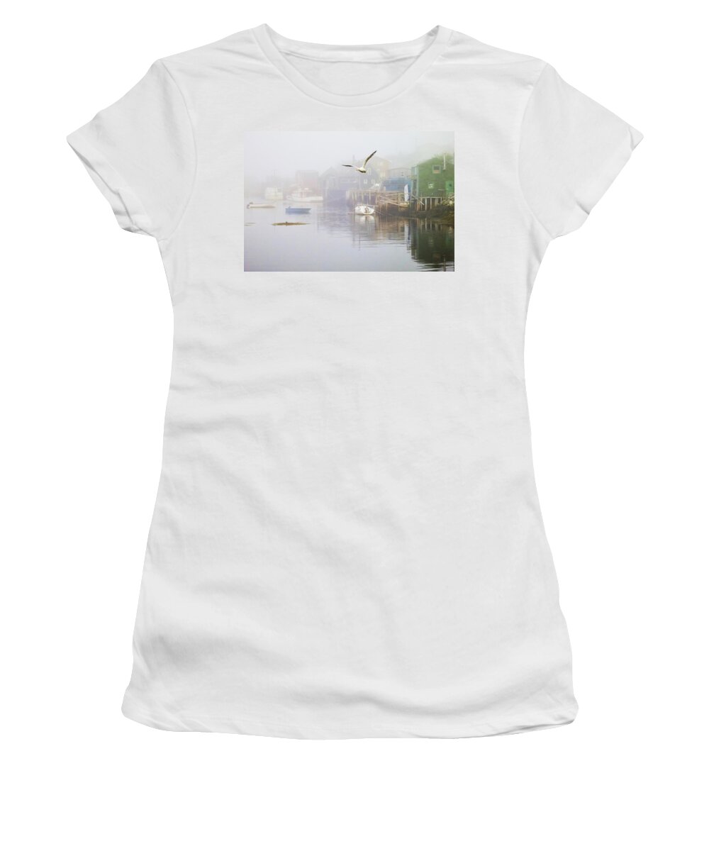 Seagull Women's T-Shirt featuring the photograph In the Fog by Tatiana Travelways
