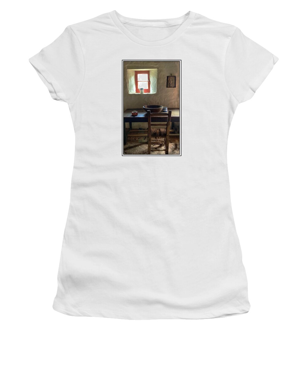 Ireland Women's T-Shirt featuring the photograph Inside an Irish Cottage by Peggy Dietz