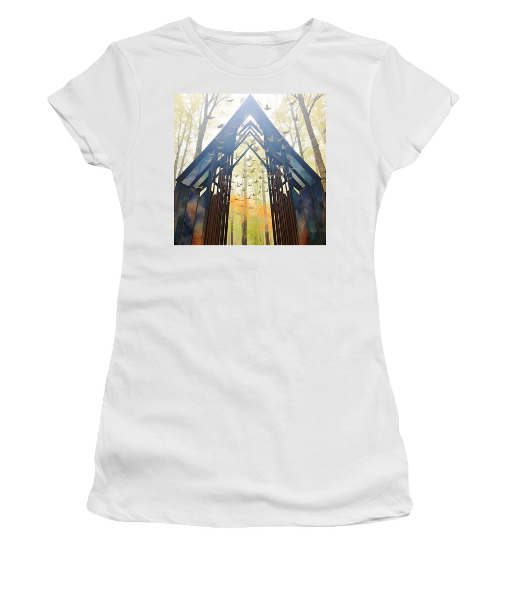Modern Art Women's T-Shirt featuring the painting Invitation to Serenity - Tranquility Art by Lourry Legarde