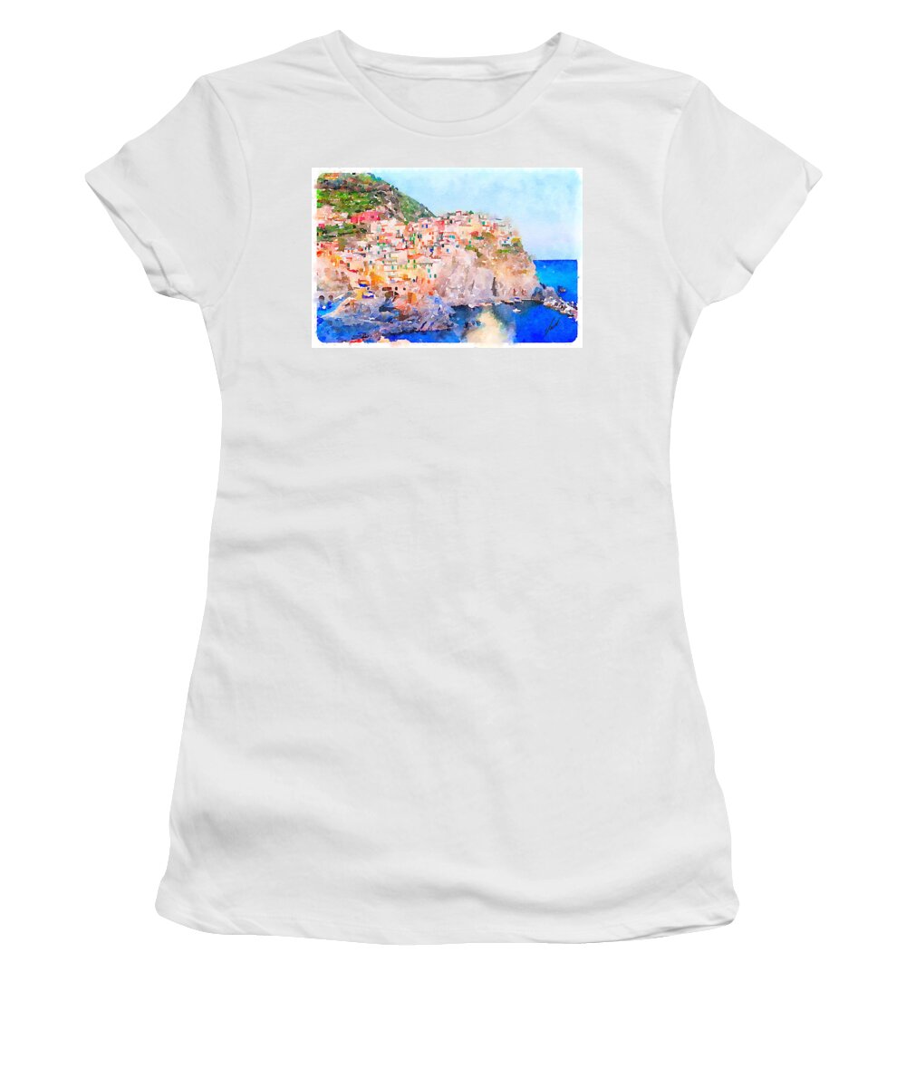 Italy Women's T-Shirt featuring the painting Italy - original watercolor by Vart. by Vart