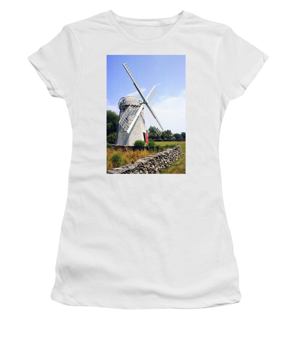 Building Women's T-Shirt featuring the photograph Jamestown Windmill by Jim Feldman