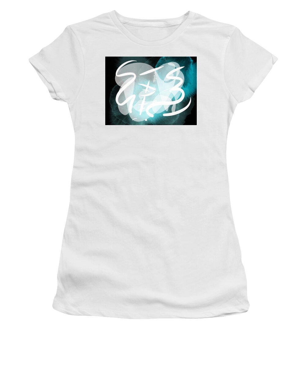 Japanese Women's T-Shirt featuring the digital art Japanese Abstract - Blue by Marianna Mills