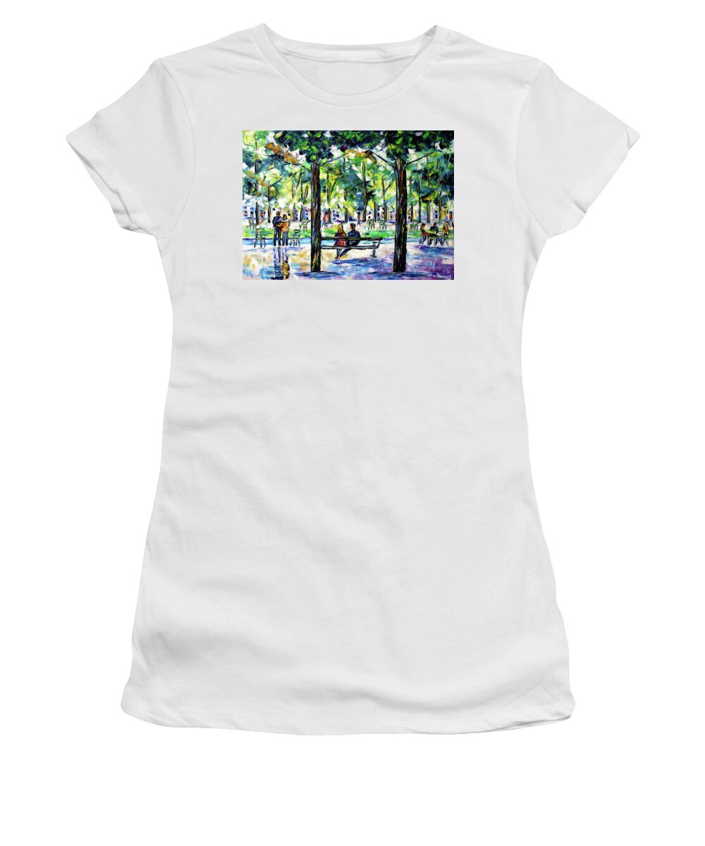 Park In Paris Women's T-Shirt featuring the painting Jardin des Tuileries, Paris by Mirek Kuzniar