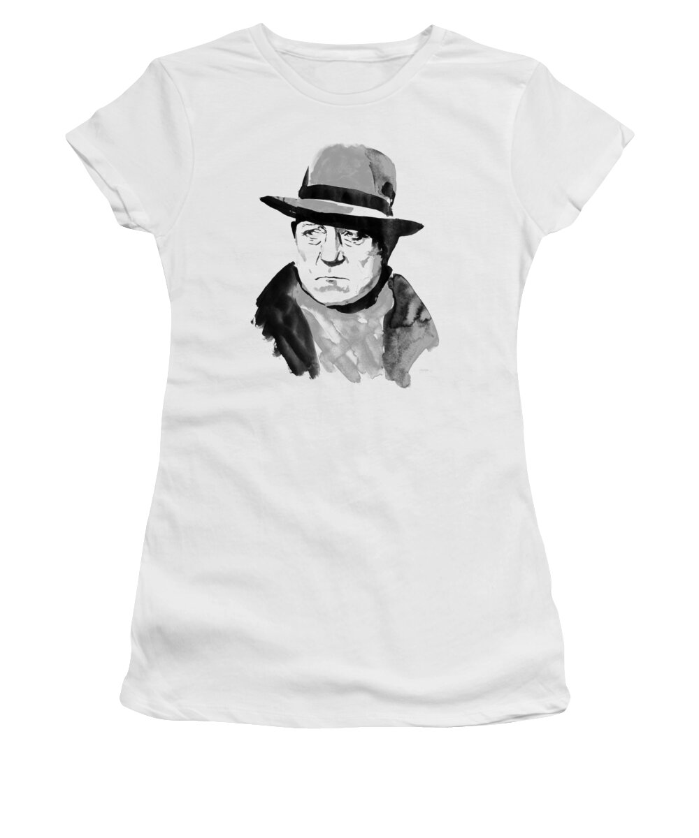 Jean Gabin Women's T-Shirt featuring the painting Jean Gabin by Pechane Sumie