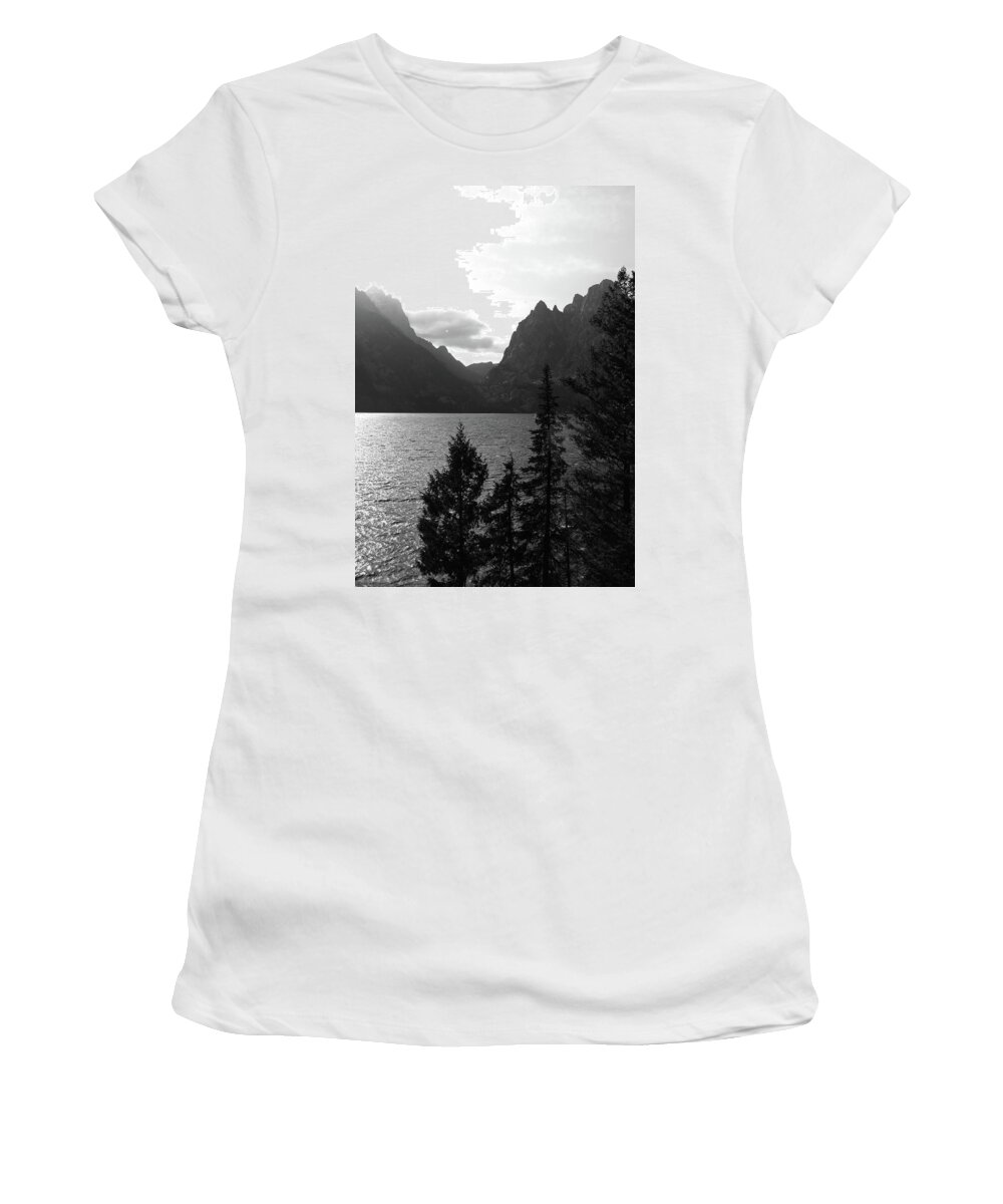 Jenny Lake Black And White Women's T-Shirt featuring the photograph Jenny Lake Black And White by Dan Sproul