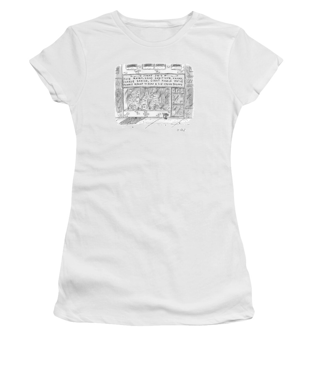 Captionless Women's T-Shirt featuring the drawing Jimmy Joe's by Roz Chast