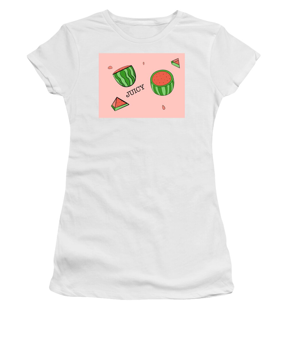Watermelon Women's T-Shirt featuring the digital art Juicy Watermelons - II by Bnte Creations