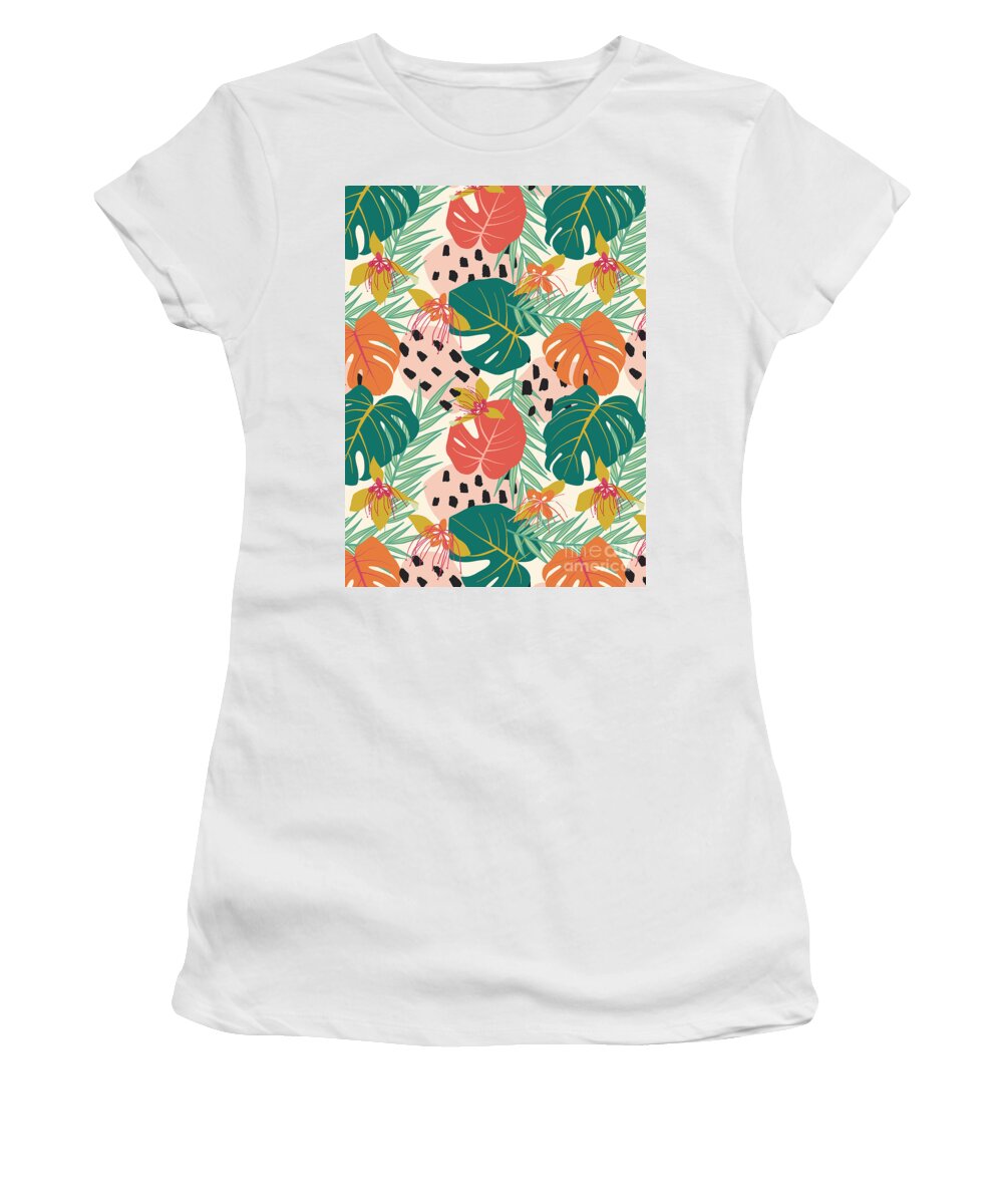 Illustration Women's T-Shirt featuring the digital art Jungle Floral Pattern by Ashley Lane