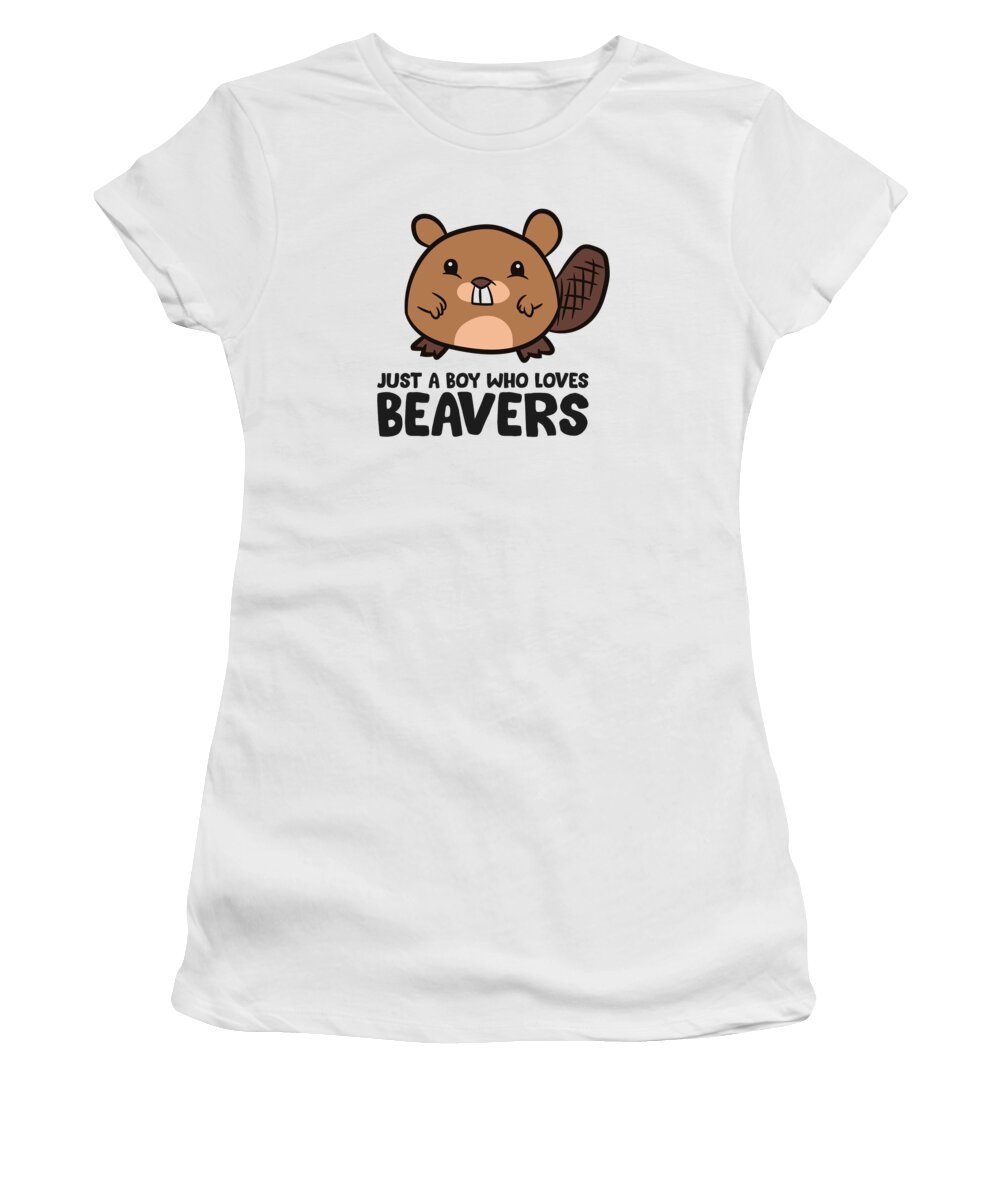 Beaver Women's T-Shirt featuring the tapestry - textile Just a Boy Who Loves Beavers by EQ Designs