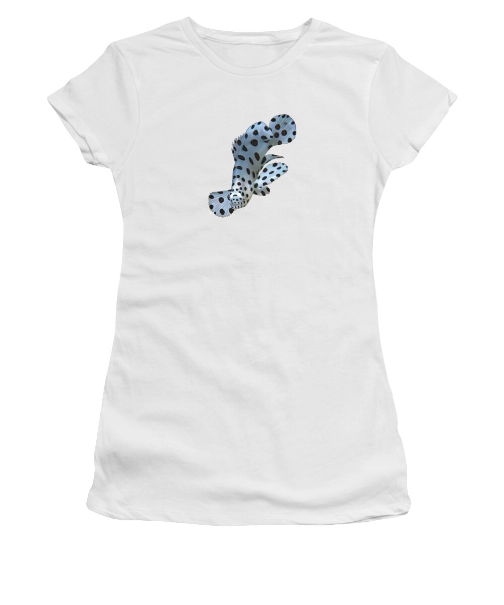 Juvenile Fish Women's T-Shirt featuring the mixed media Juvenile fish - Small Grouper, close and intense - Reduced to the MAX - by Ute Niemann