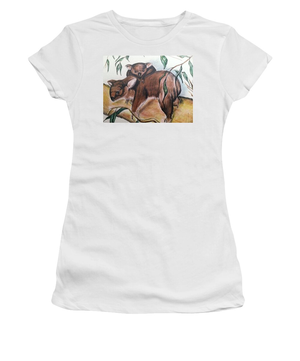  Women's T-Shirt featuring the mixed media K Bears by Angie ONeal