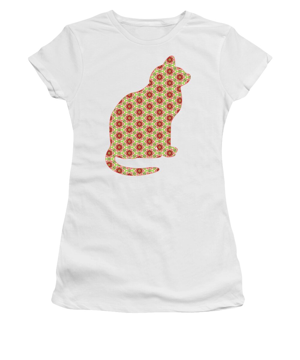 Cat Women's T-Shirt featuring the digital art Kaleidoscope Kitty by Marianne Campolongo