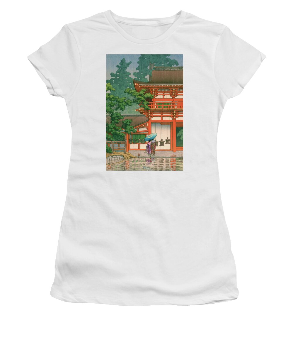 Kawase Hasui Women's T-Shirt featuring the painting KASUGATAISHA - Top Quality Image Edition by Kawase Hasui