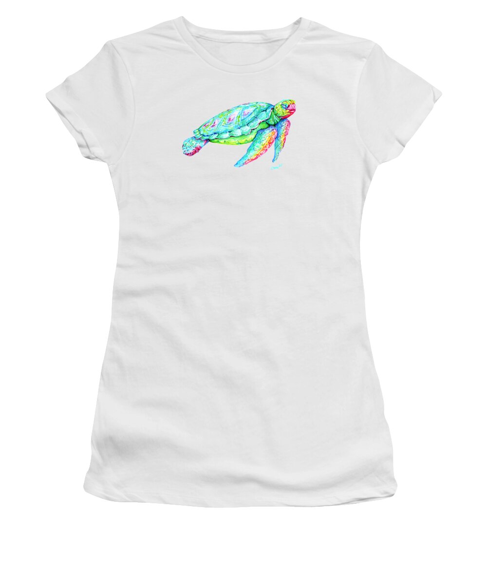 Turtle Women's T-Shirt featuring the painting Key West Turtle 2 Study by Shelly Tschupp