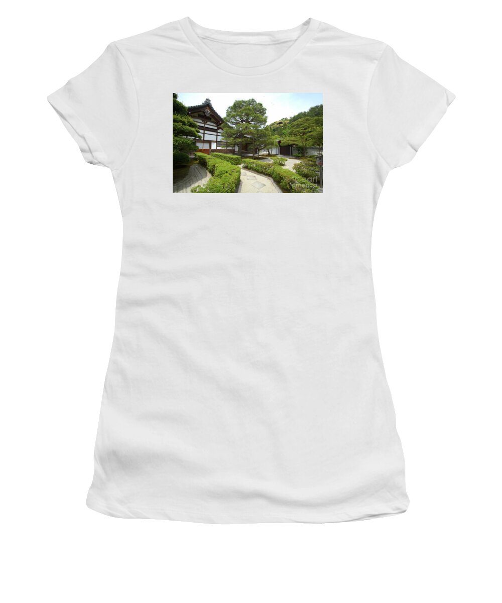 Ginkakuji Temple. Garden. Green. Wood Women's T-Shirt featuring the photograph Ginkakuji temple by Syuutaro K