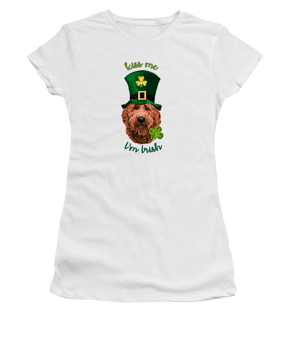 Dog Women's T-Shirt featuring the digital art Kiss Me I'm Irish by Madame Memento
