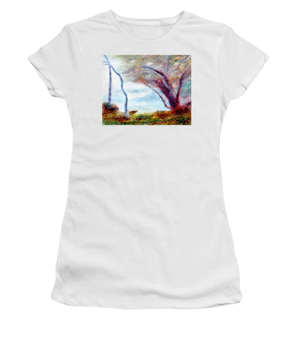 Landscape Women's T-Shirt featuring the pastel Lakeside by Thomas Santosusso