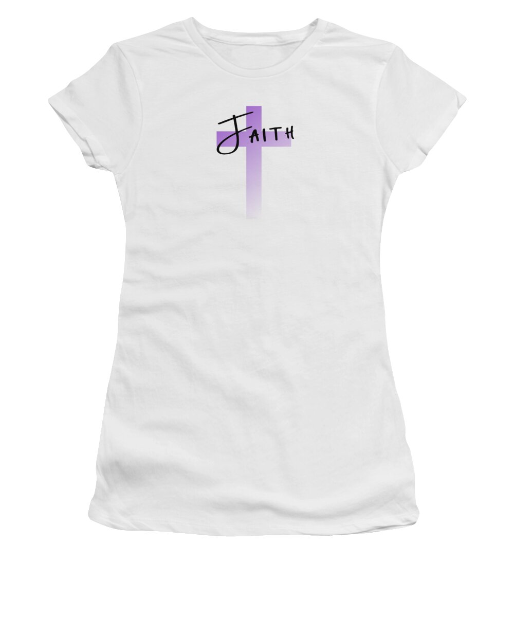 Lavender Easter Cross Women's T-Shirt featuring the digital art Lavender Easter Cross - Faith by Bob Pardue