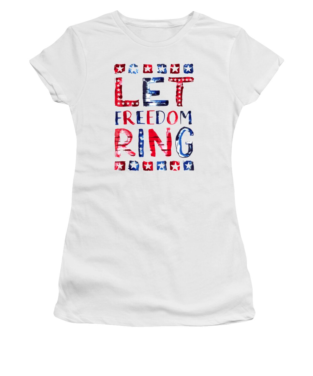 Fireworks Women's T-Shirt featuring the painting Let Freedom Ring - Art by Jen Montgomery by Jen Montgomery