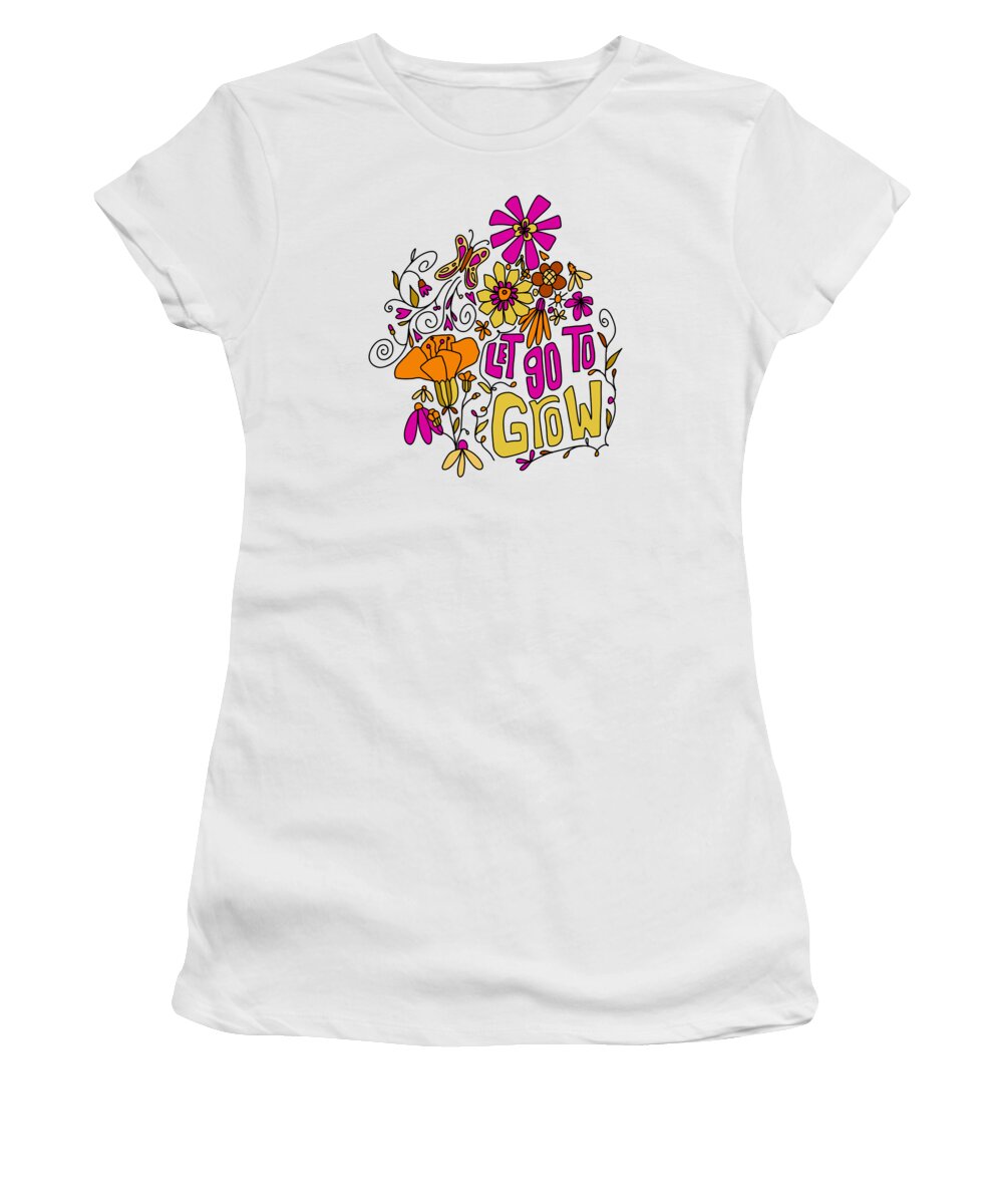 Let Go To Grow Women's T-Shirt featuring the digital art Let Go To Grow - Magenta Pink Inspirational Art by Patricia Awapara