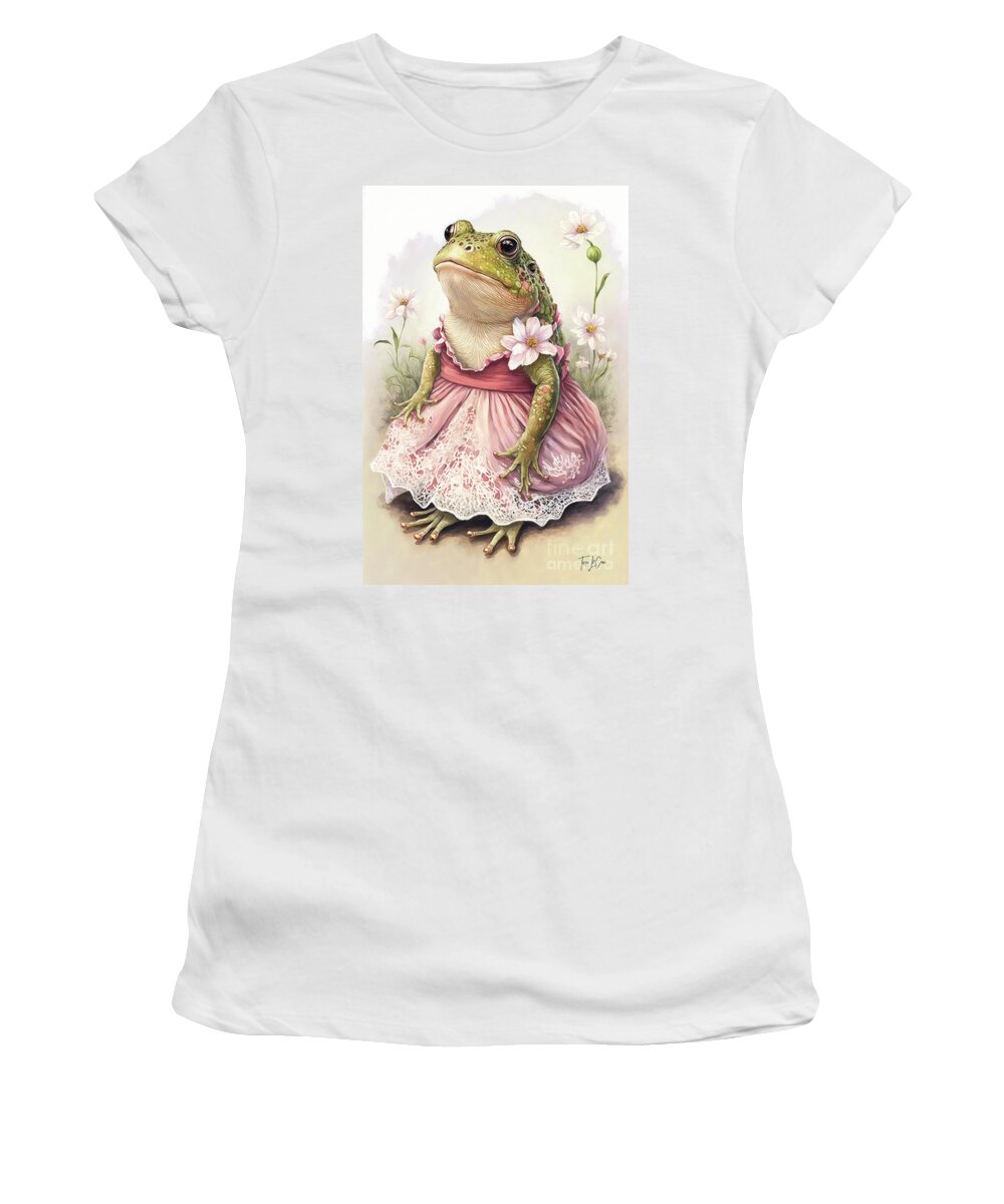 Frogs Women's T-Shirt featuring the painting Little Miss Prissy by Tina LeCour