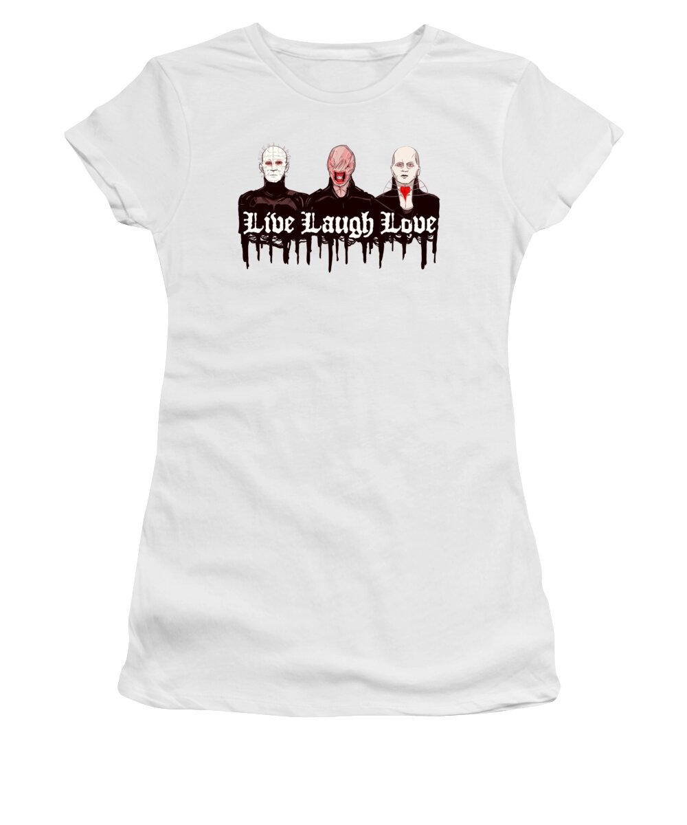 Hell Women's T-Shirt featuring the drawing Live Laugh Suffer by Ludwig Van Bacon