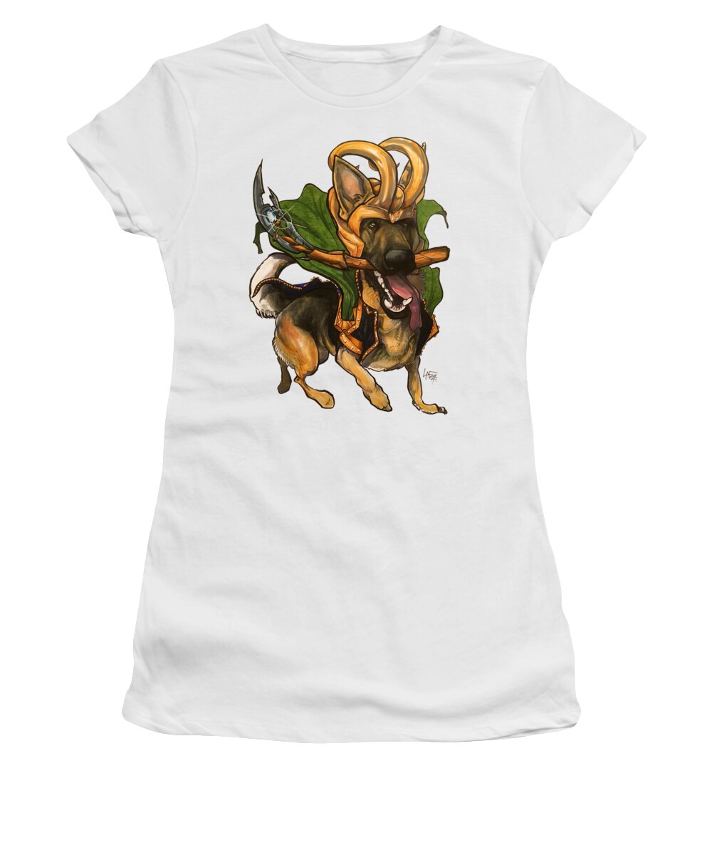 Dog Women's T-Shirt featuring the drawing Loki German Shepherd by Canine Caricatures By John LaFree